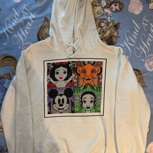 Disney 100 Cream Hoodie with Snow White,Simba,Mickey, Tiana Size M fits like S